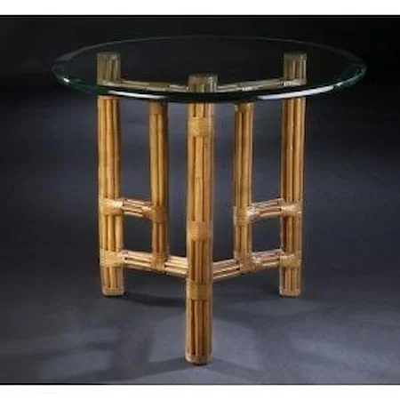 30" Cricle Rattan Frame End Table